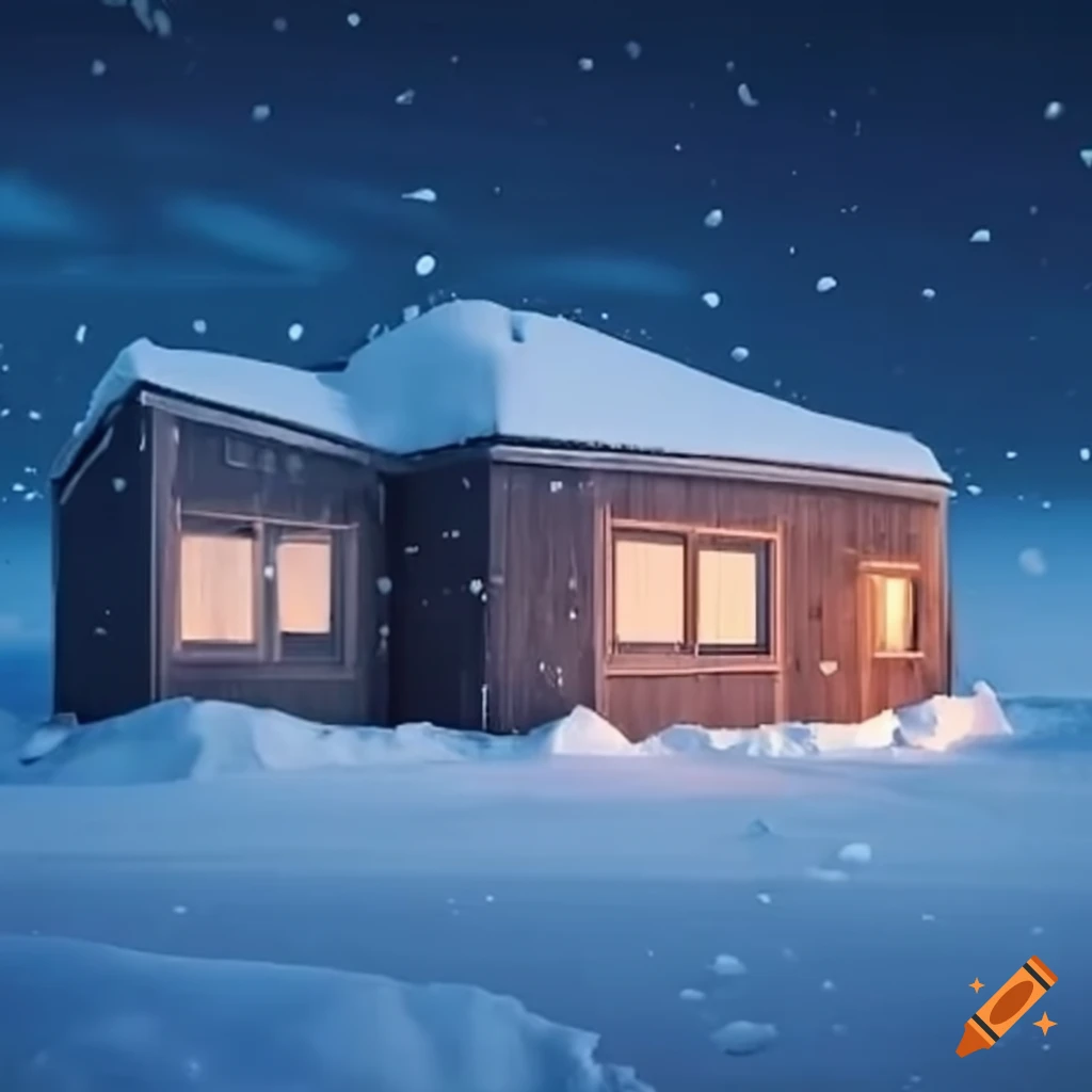 House in antarctica during a blizzard on Craiyon