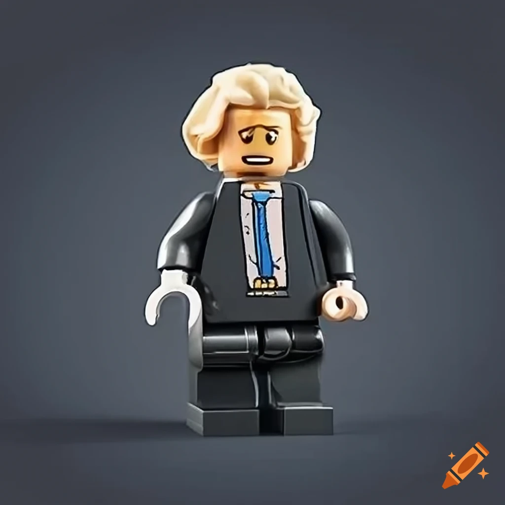 Lego dr. house minifigure with blue shirt, dark blue jacket, and cane on  Craiyon