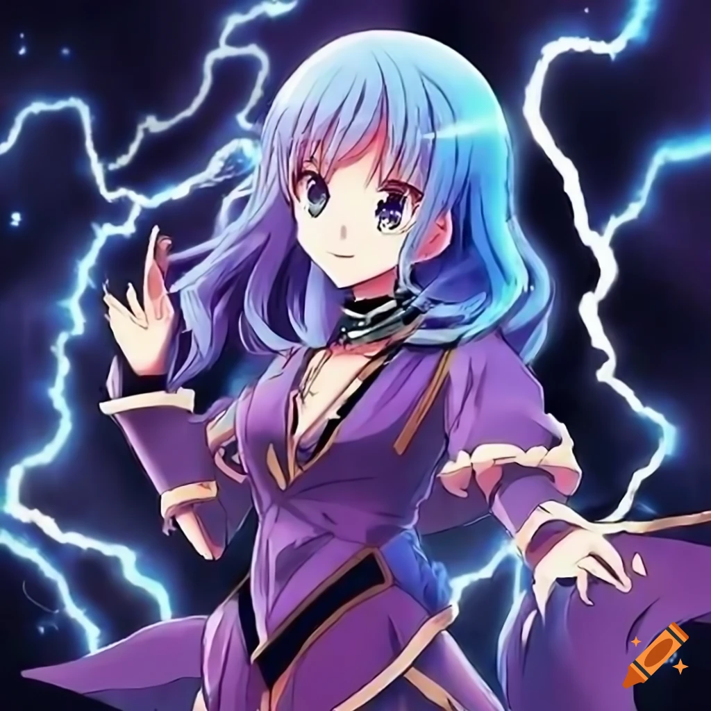 Anime character with lightning powers on Craiyon