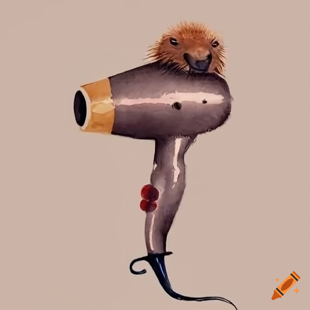 capybara next to an old fashioned hair dryer