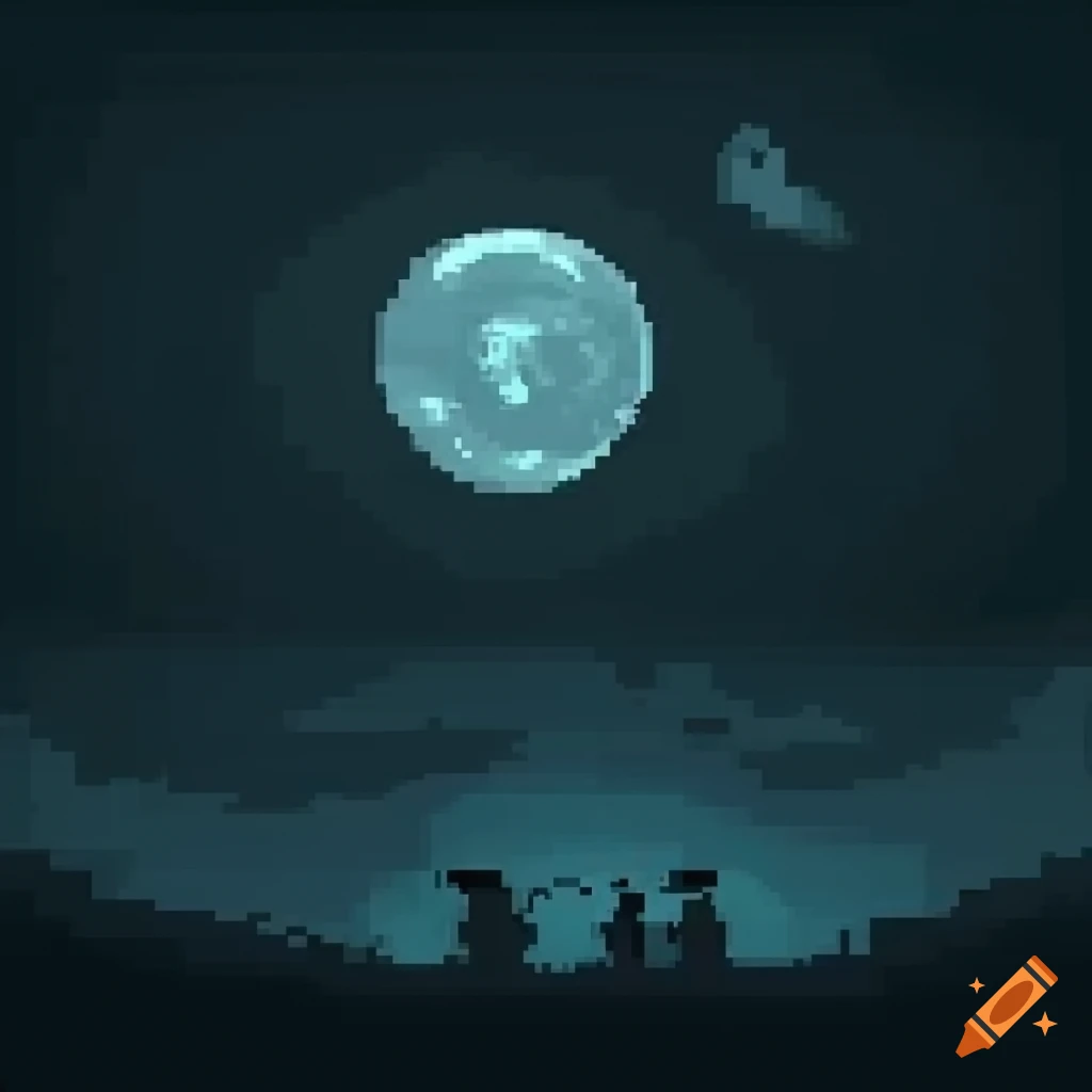 pixel art of moonlit trenches in WW1