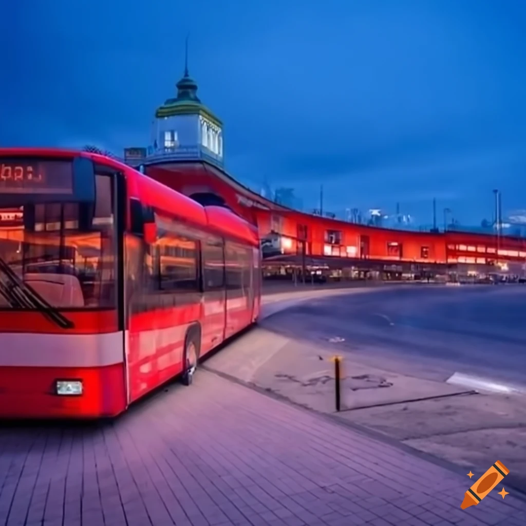 red buses at the new bus station in Bratislava
