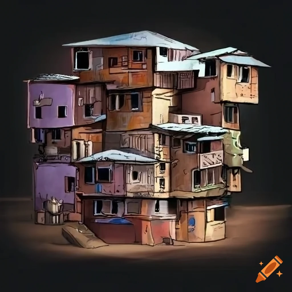 Technical drawing of a cutaway view of slums