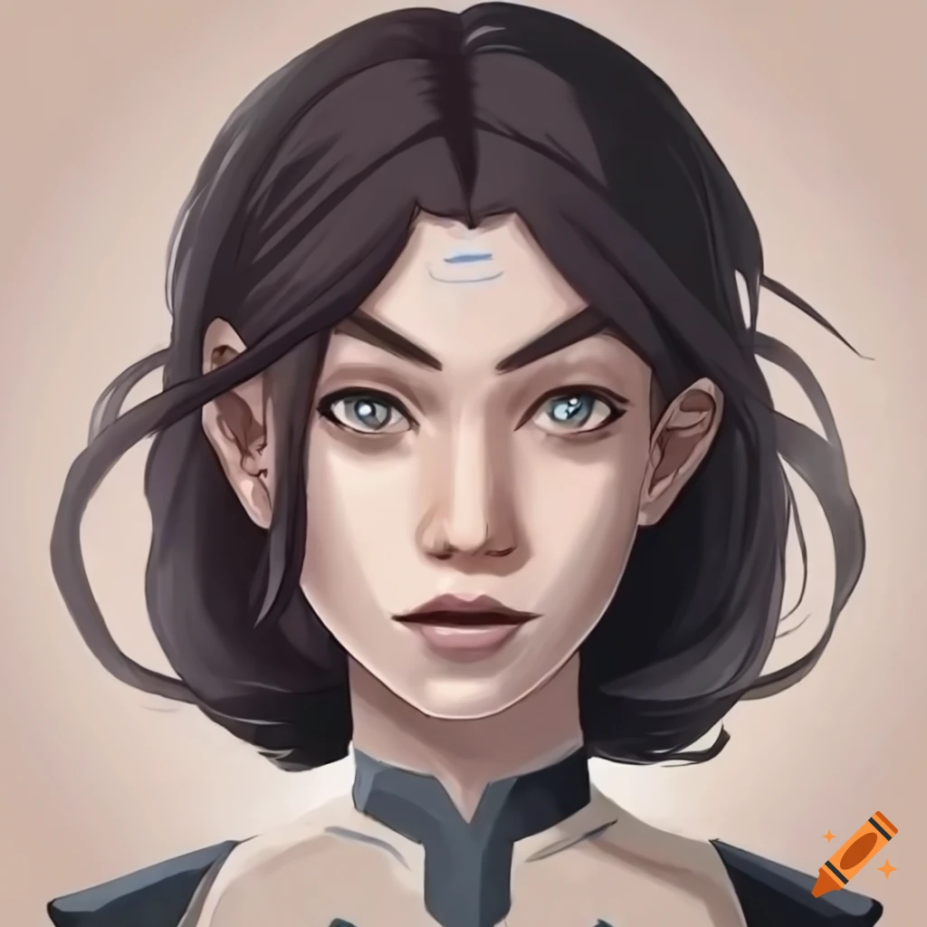 Portrait of an airbender video game character with a bow and a cat