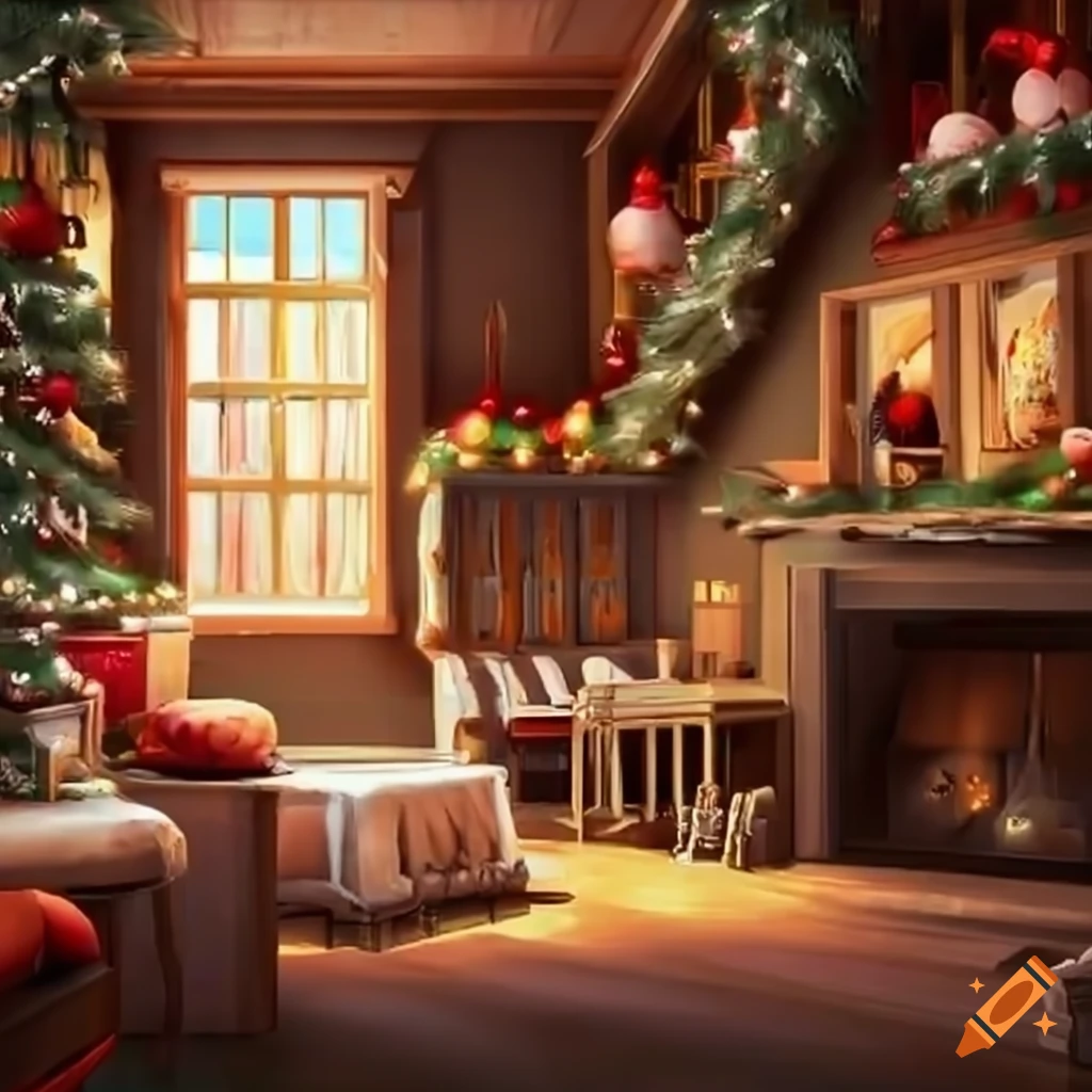 cozy Christmas-themed house interior