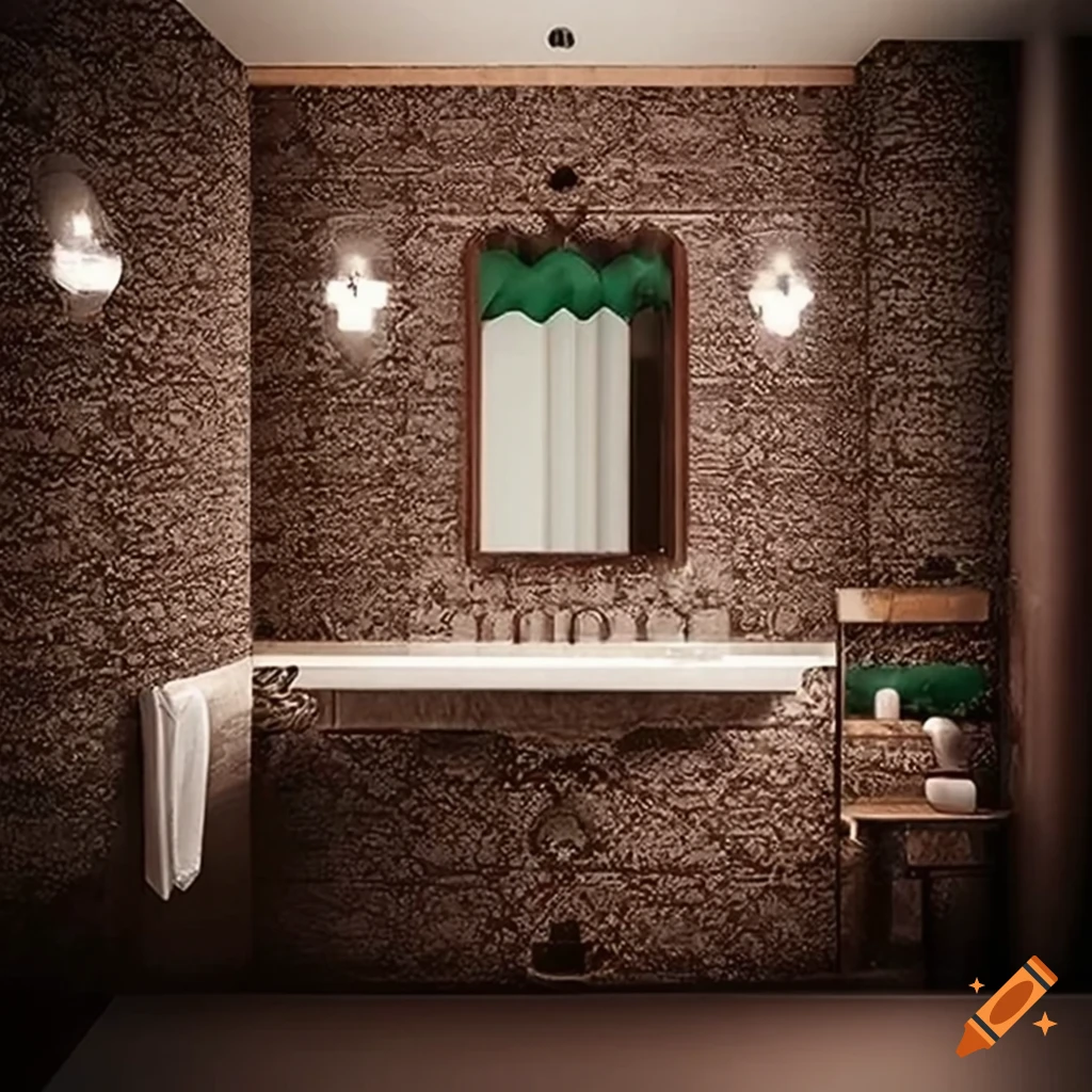 Modern and bold bathroom design with dark brown tones on Craiyon