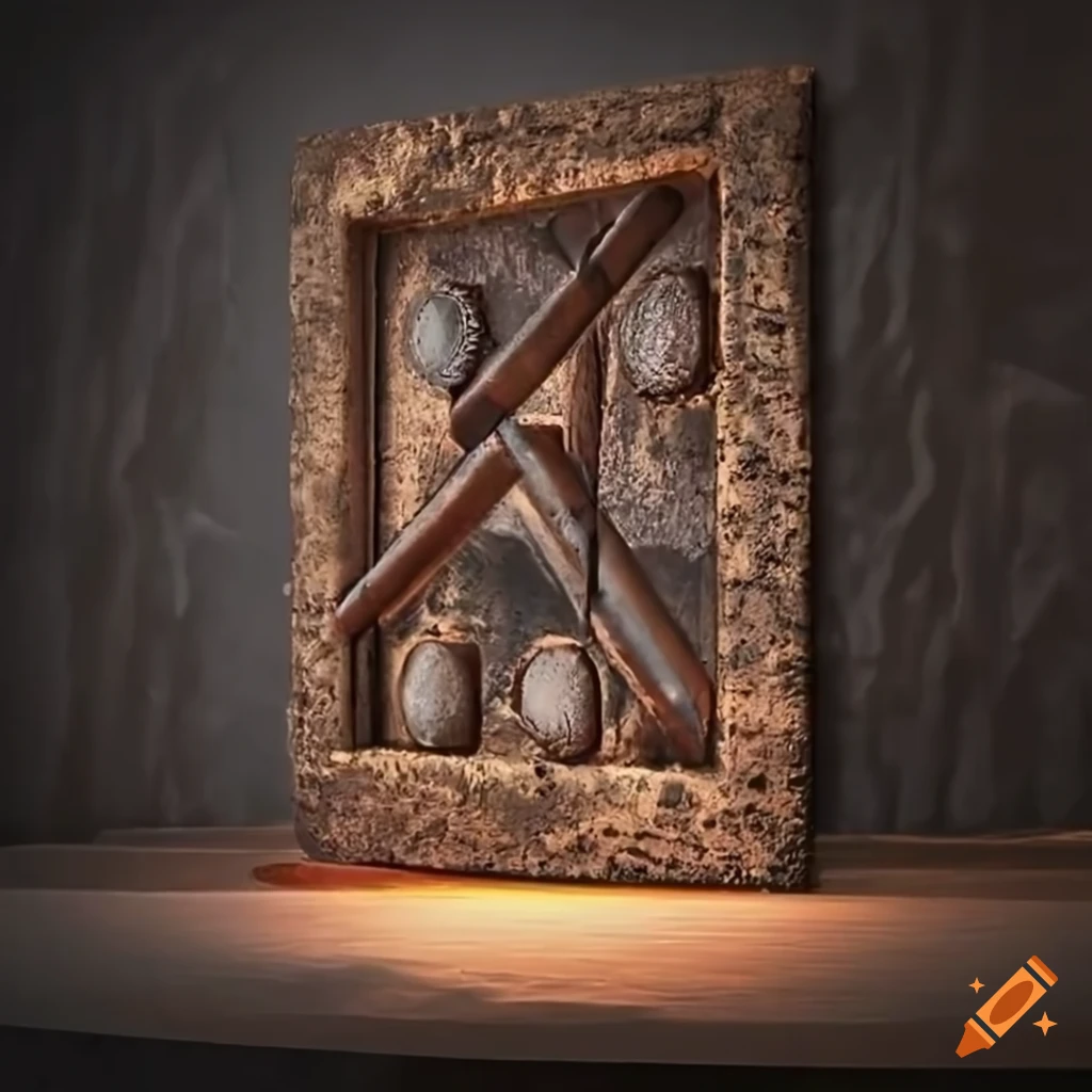 Engraved noughts and crosses game on a wet rock wall