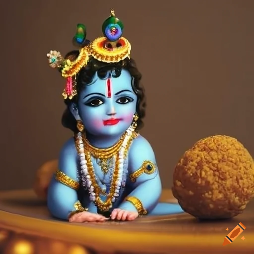 krishna-eating-laddu-on-craiyon