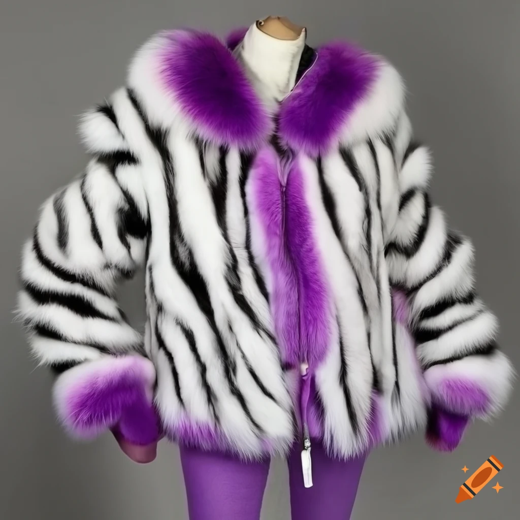 Purple zebra print fur jacket
