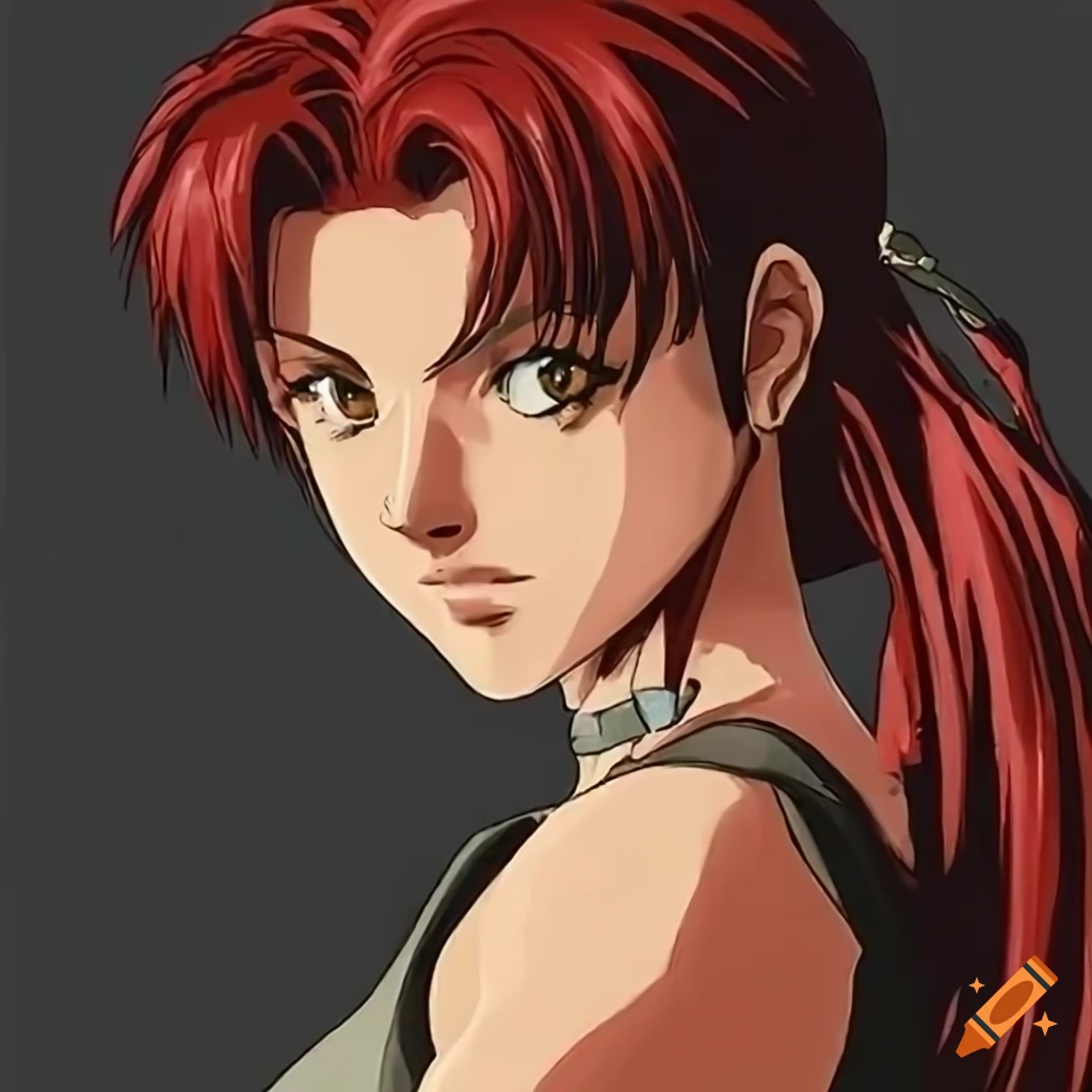 Portrait of revy from black lagoon with piercing yellow eyes on Craiyon