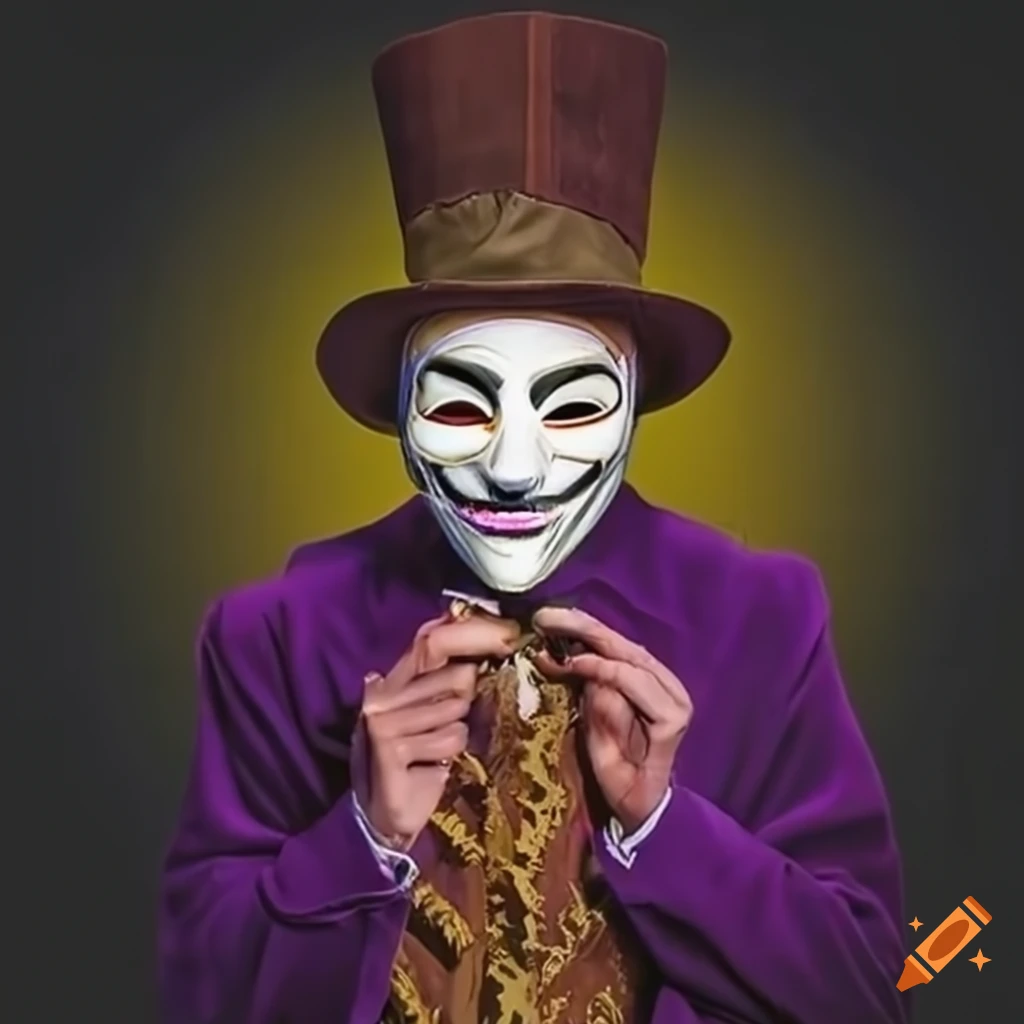 Willy wonka with an anonymous mask
