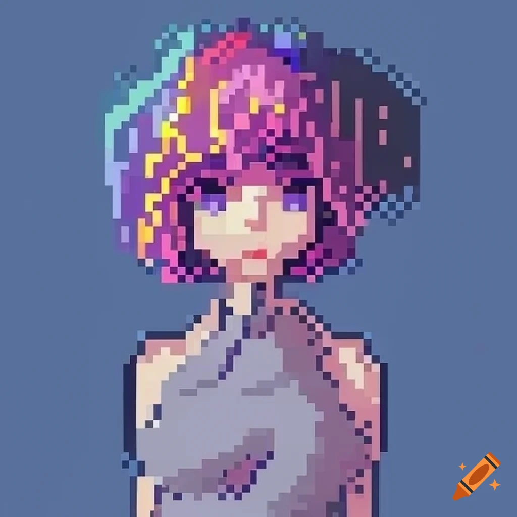 Pixel art of signal anime girl on Craiyon