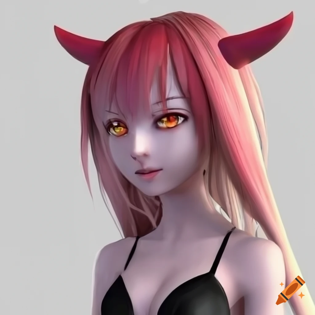 3d anime demon girl on white background on Craiyon