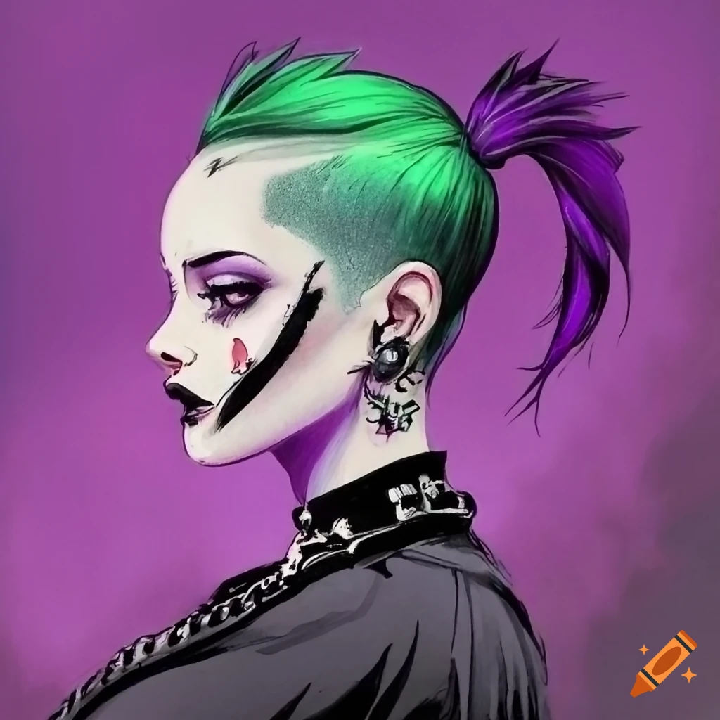 90's inspired horror comic art of a punk goth girl