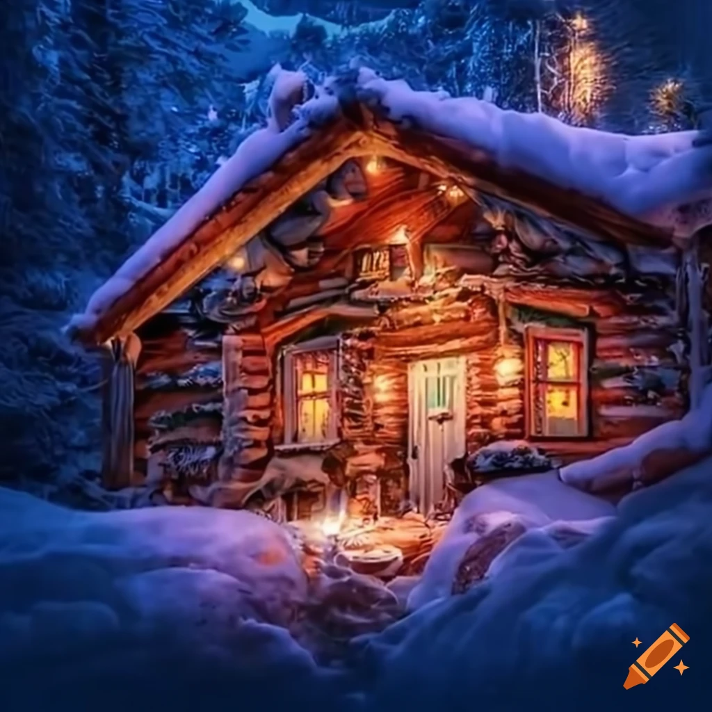 A cozy winter cabin interior with christmas decorations on Craiyon