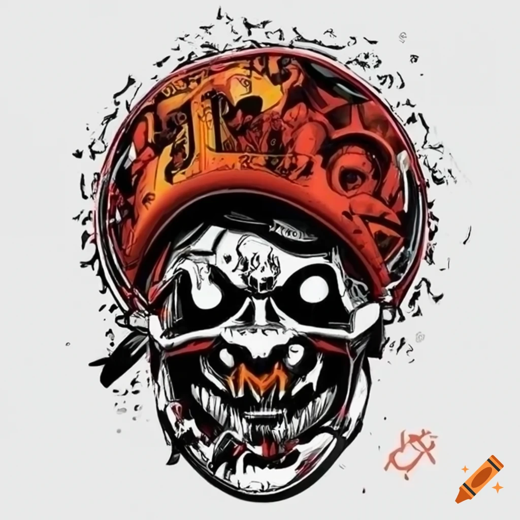 psychedelic comic style motorcycle logo on a highway