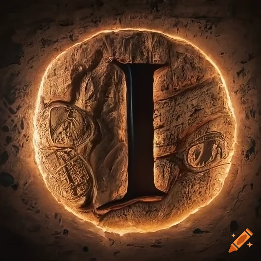 Shale rock with ancient engraved alphabet