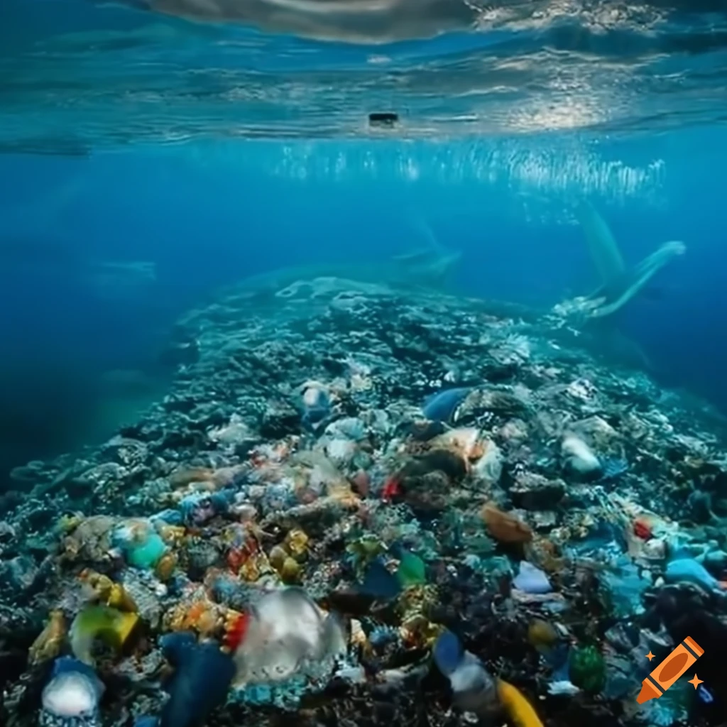 Image depicting ocean pollution on Craiyon