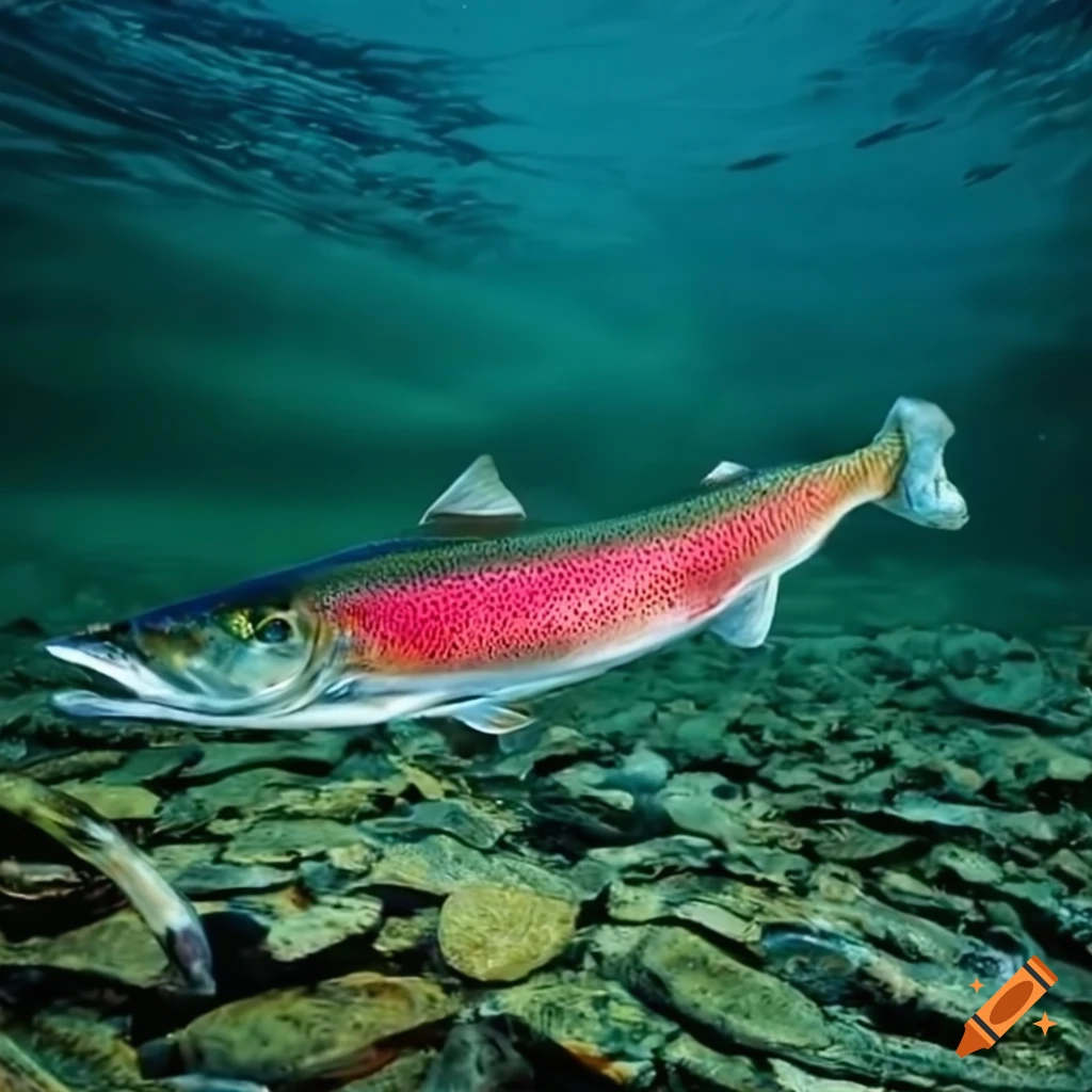 Salmon swimming in the river