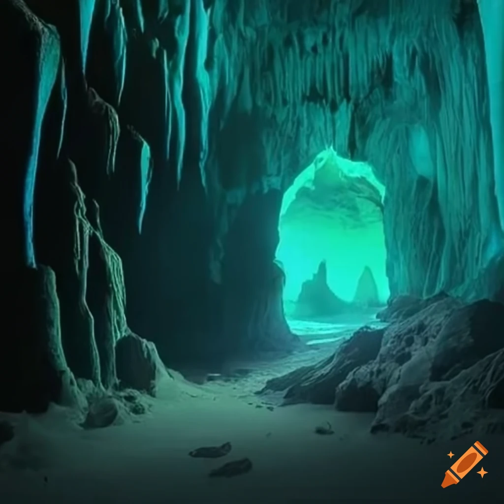 glowing cave with mysterious light