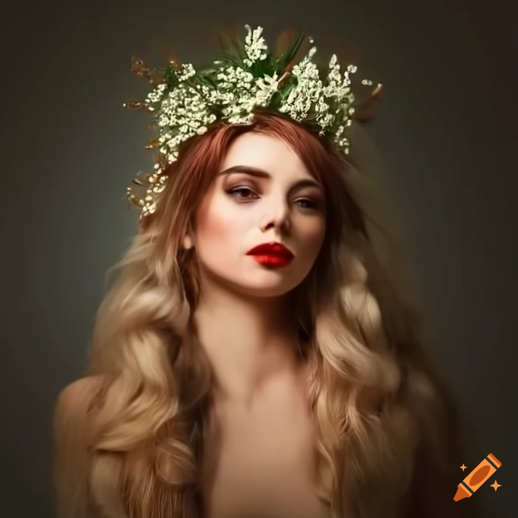  Portrait of a woman with a floral crown