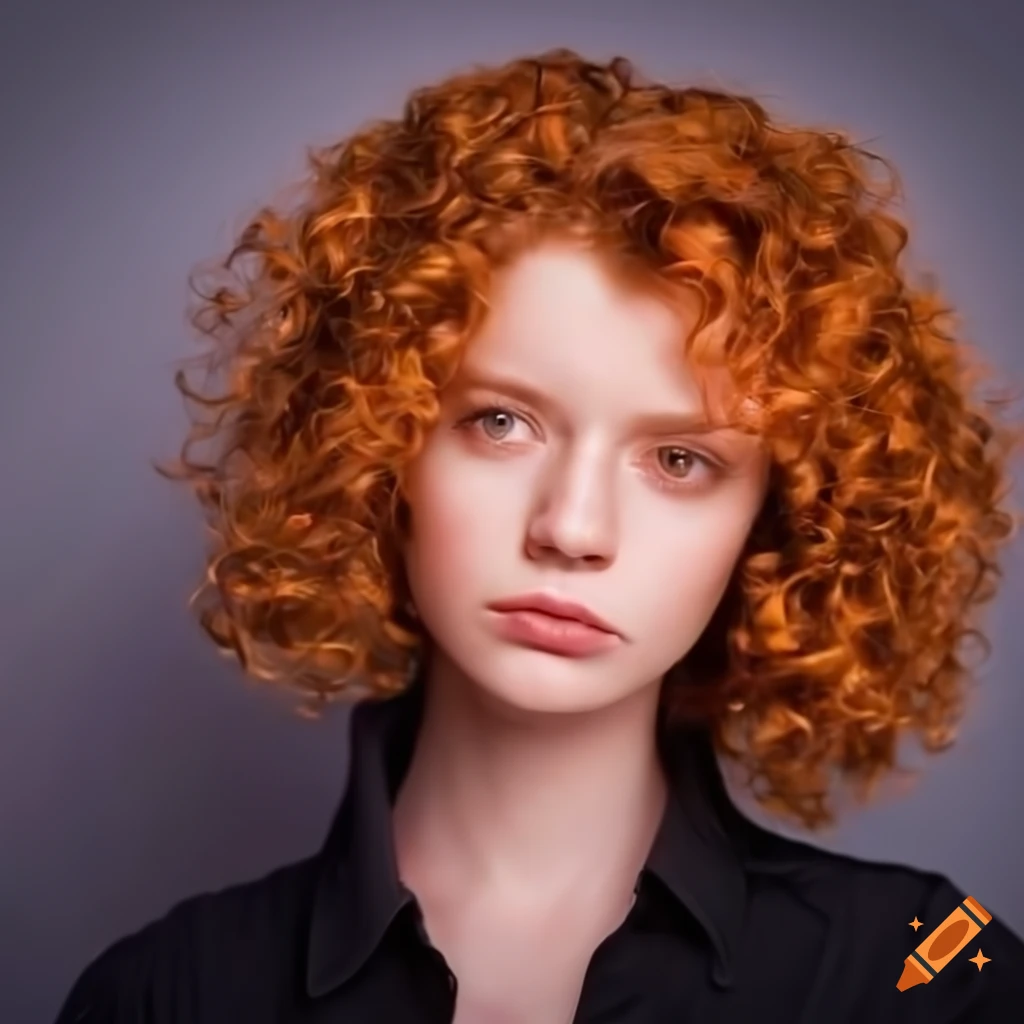Close up portrait of a young woman with red curly hair on Craiyon