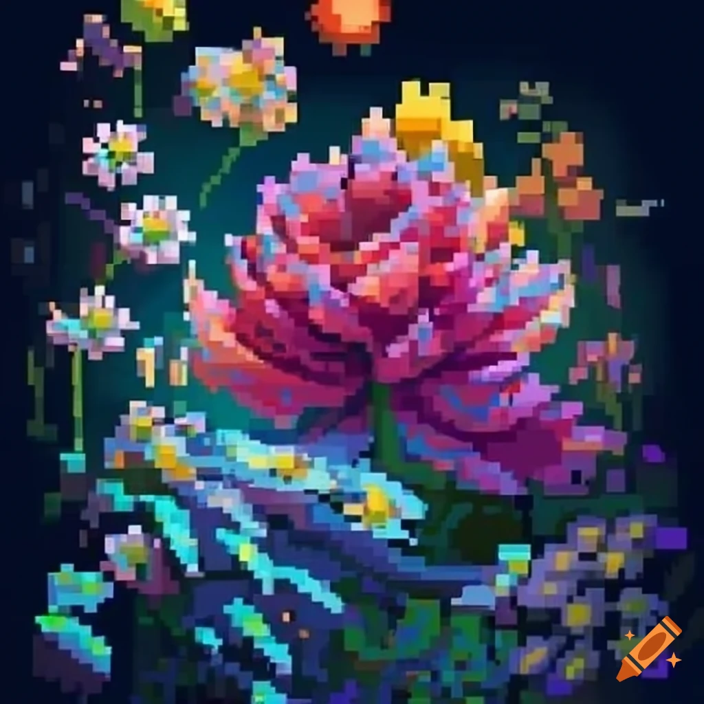 Detailed Pixel Art Of Wild Flowers On Craiyon