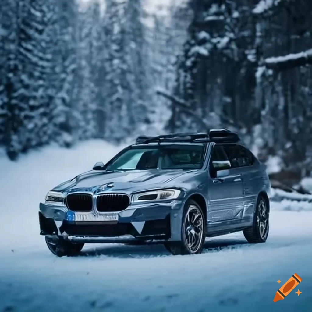 Bmw f34 off-road car in the snow with large wheels on Craiyon