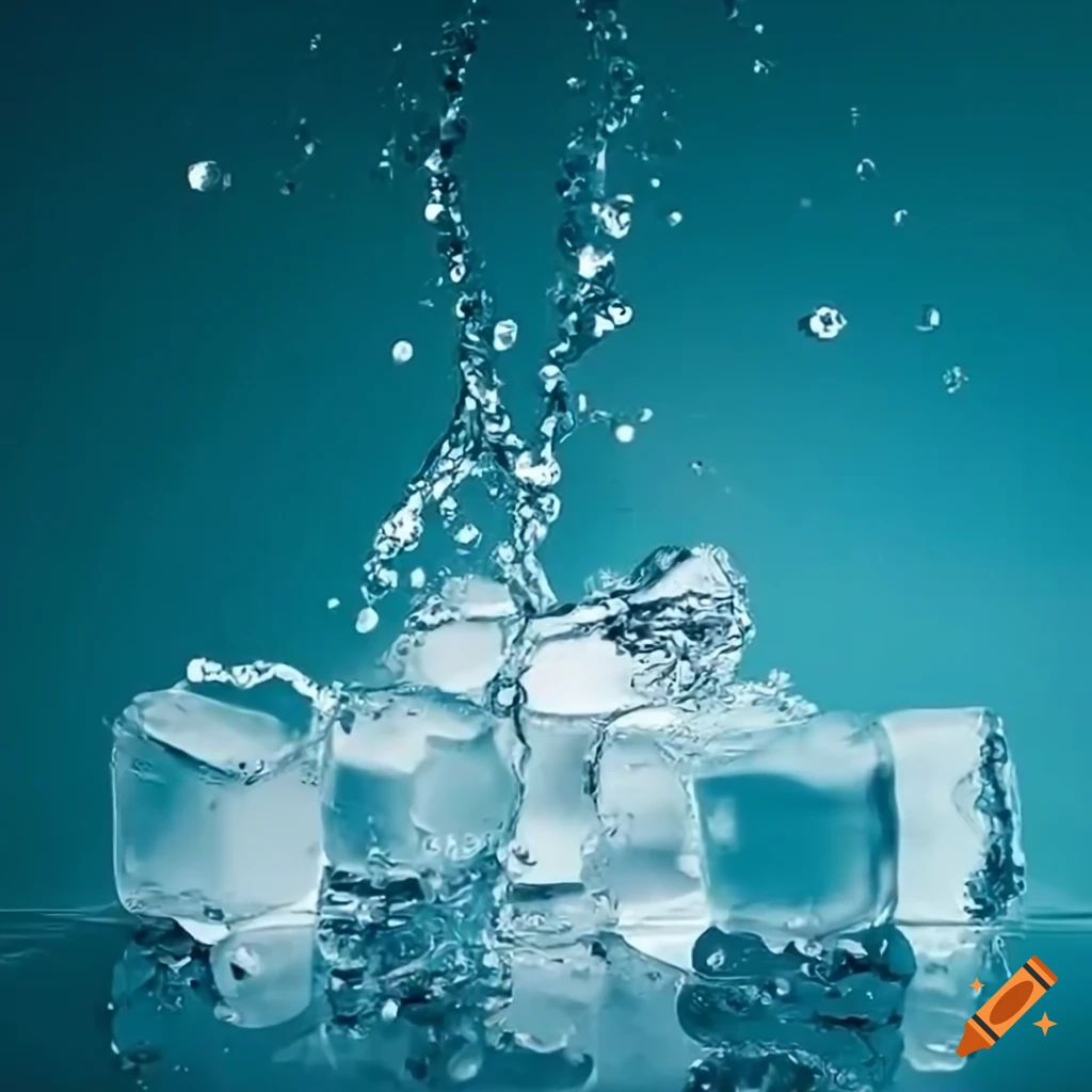 Flyer design with water splashing ice cubes on Craiyon