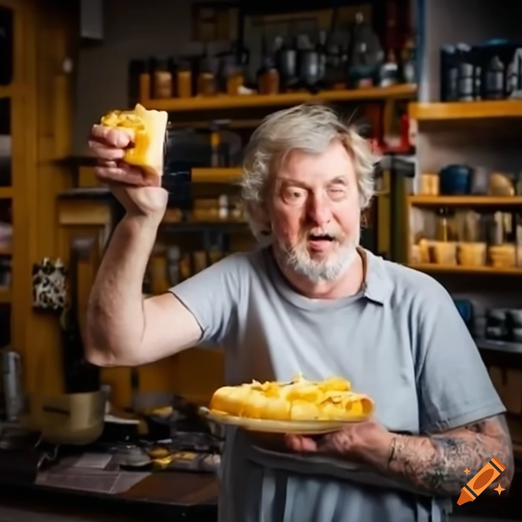 James may enjoying a block of cheese