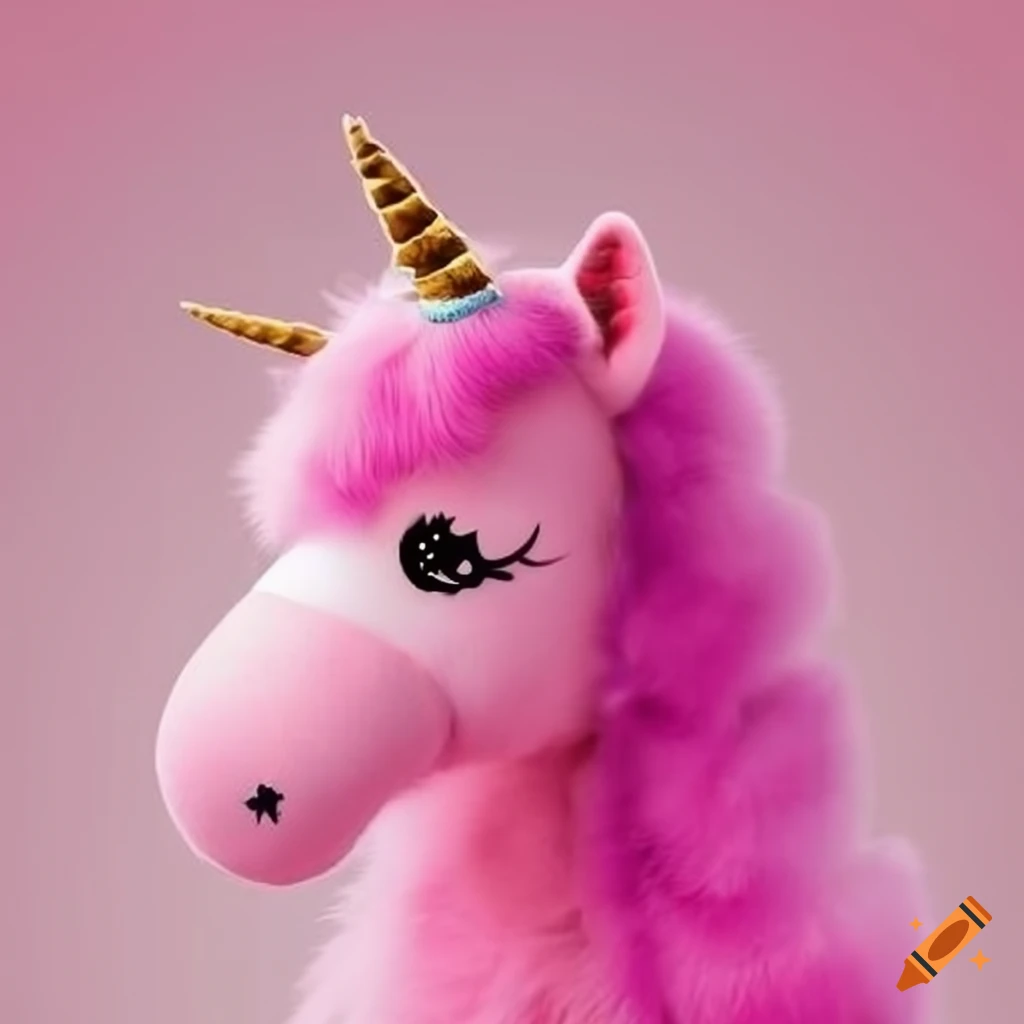Pink fluffy unicorn logo on Craiyon