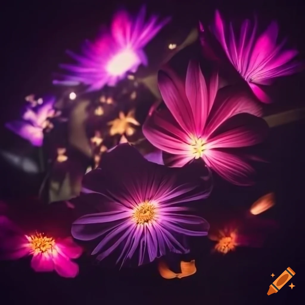 abstract art with flowers and glowing elements