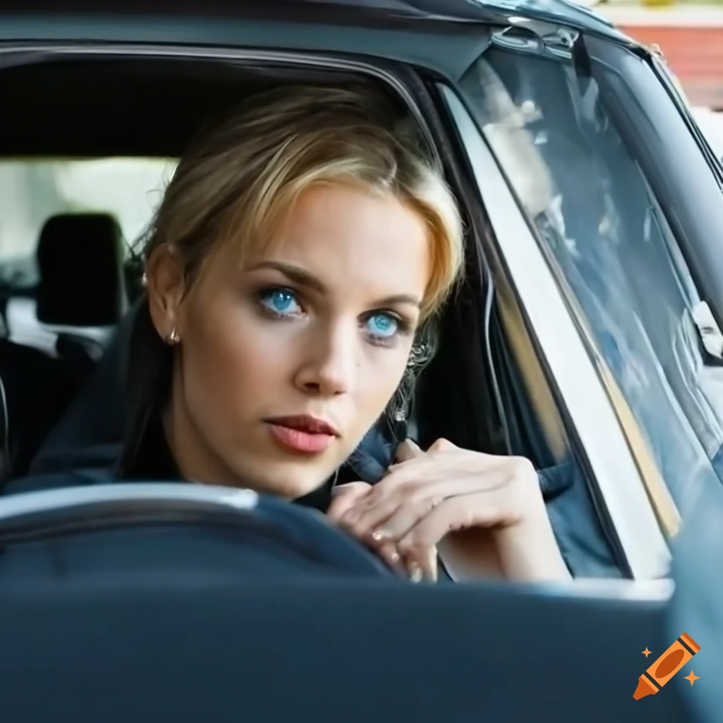 Scene Of A Girl With Blonde Hair Driving A Car
