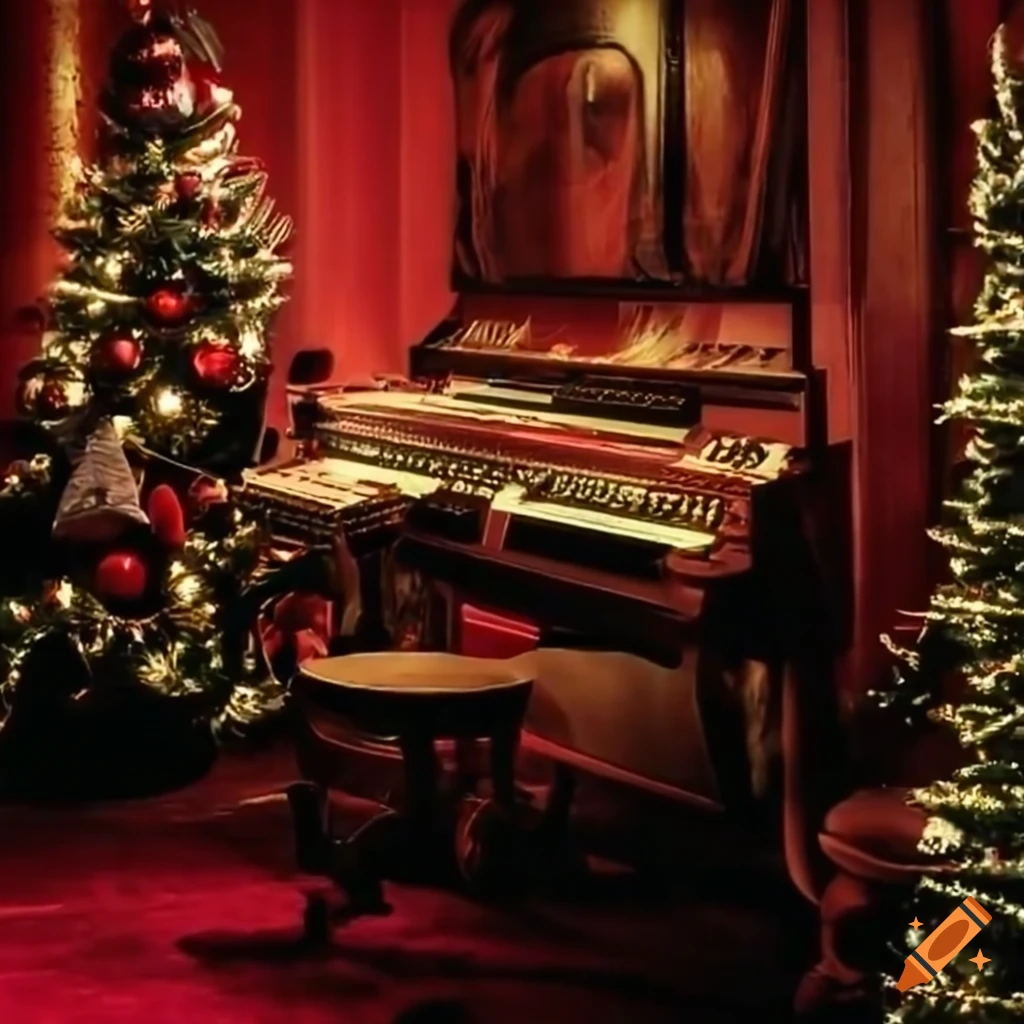 festive music studio with holiday decorations