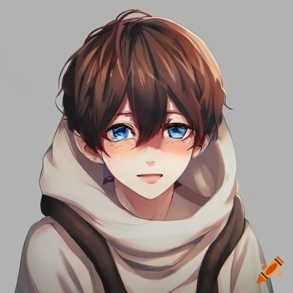 anime boy with blue eyes and white clothes