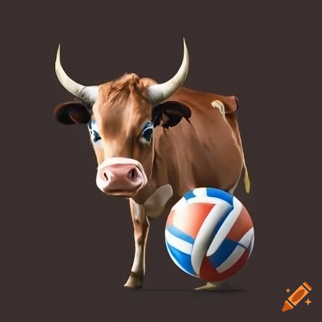 Cow playing volleyball on Craiyon
