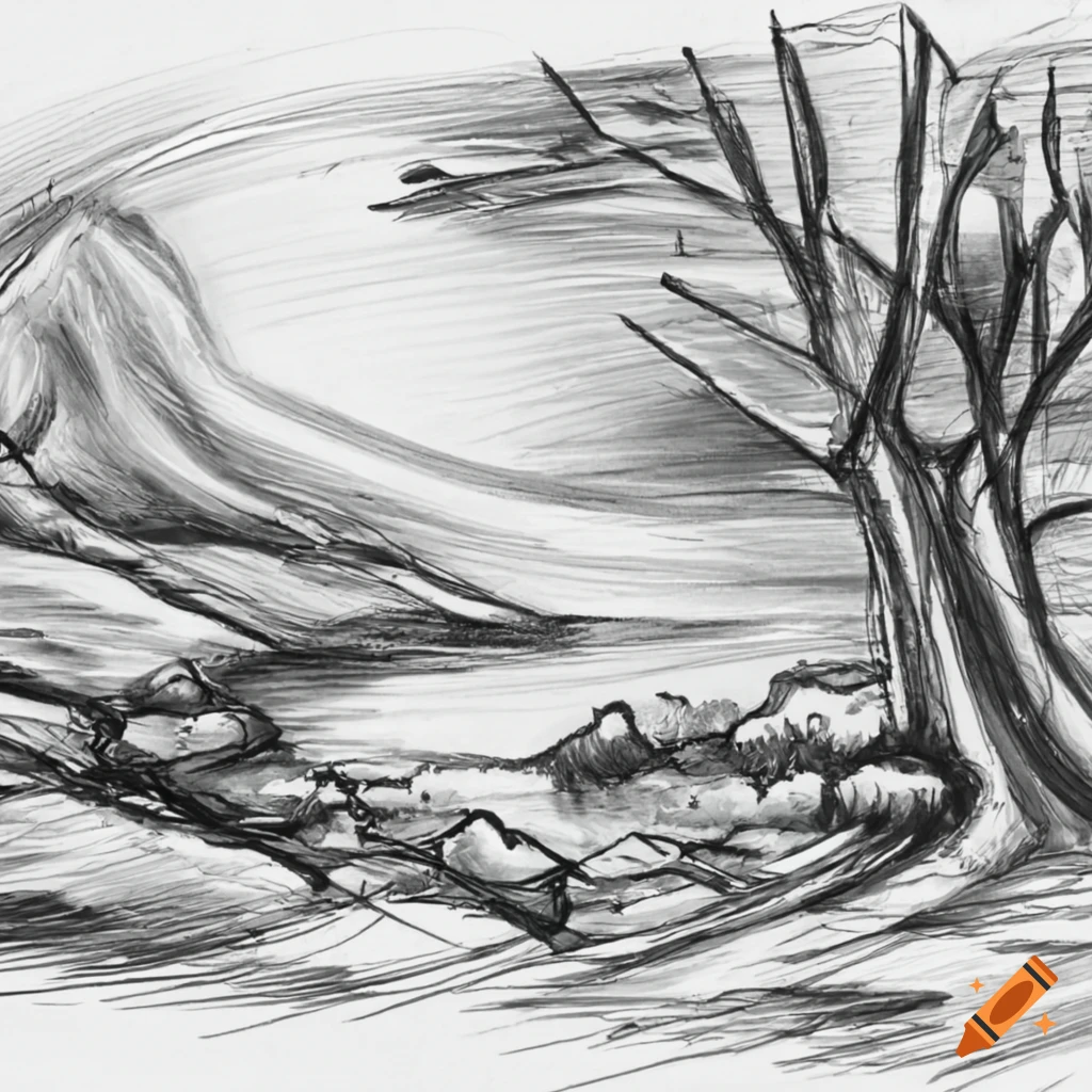 Nature Scenery Drawing step by step / easy pencil sketch for beginners -  YouTube
