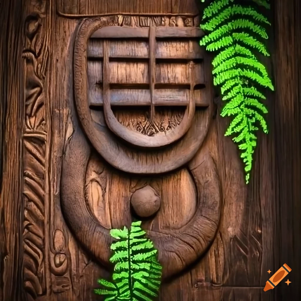 door with African symbols carved out in adobe