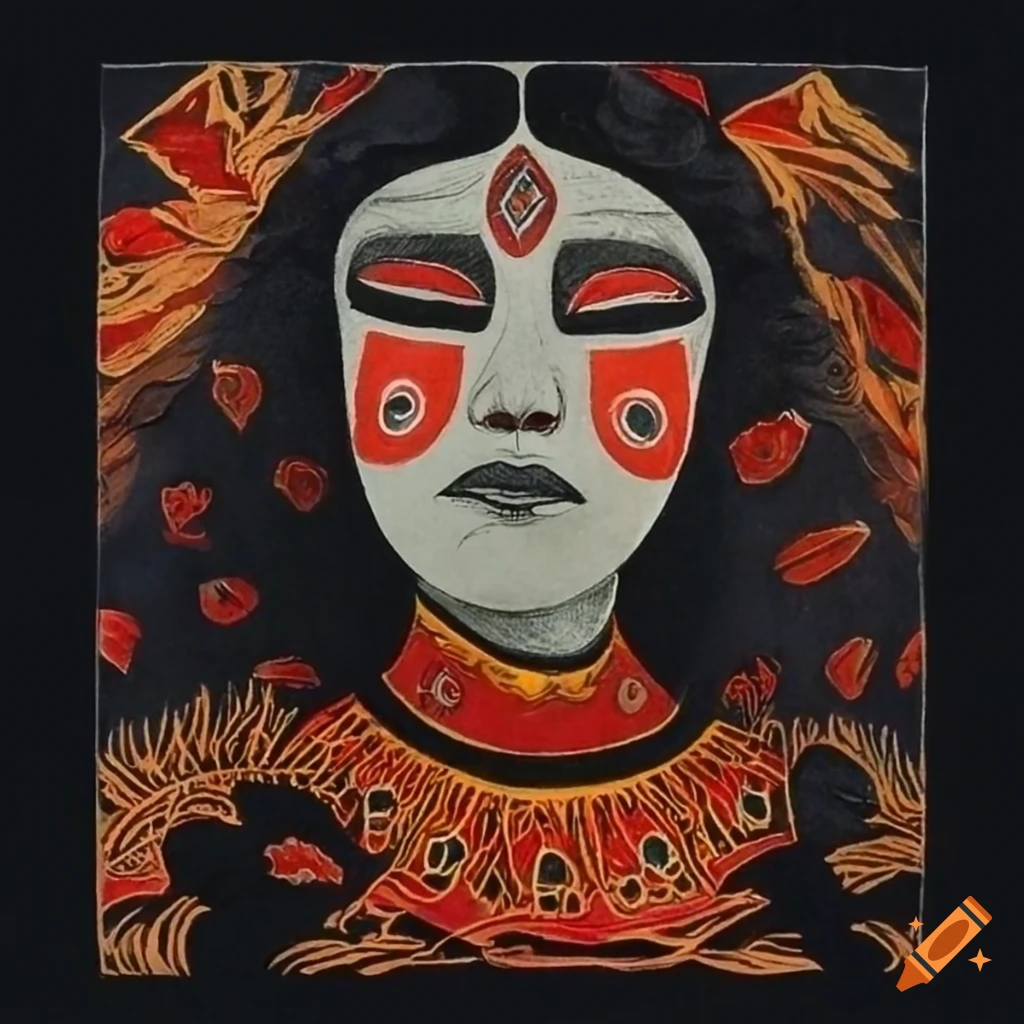 linocut artwork inspired by Native Salish designs