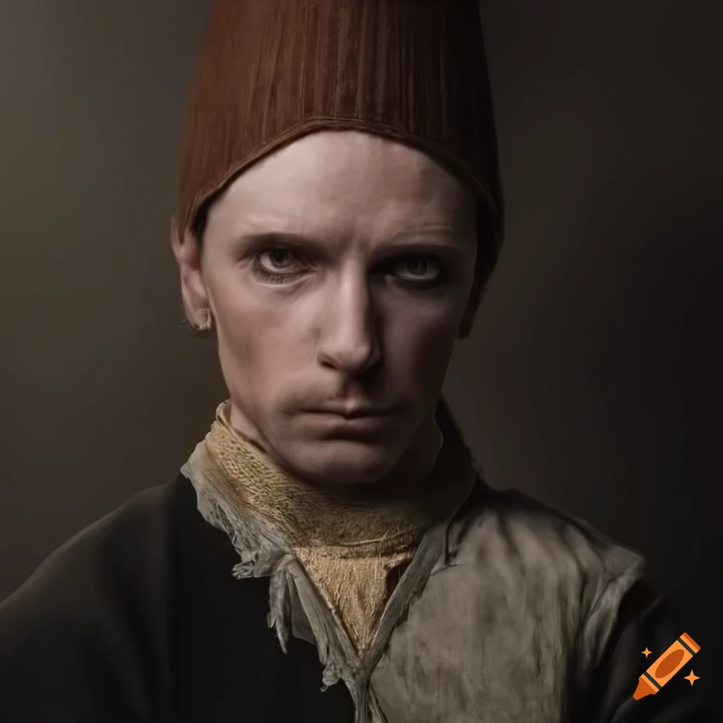 Portrait of a medieval man with dark eyes