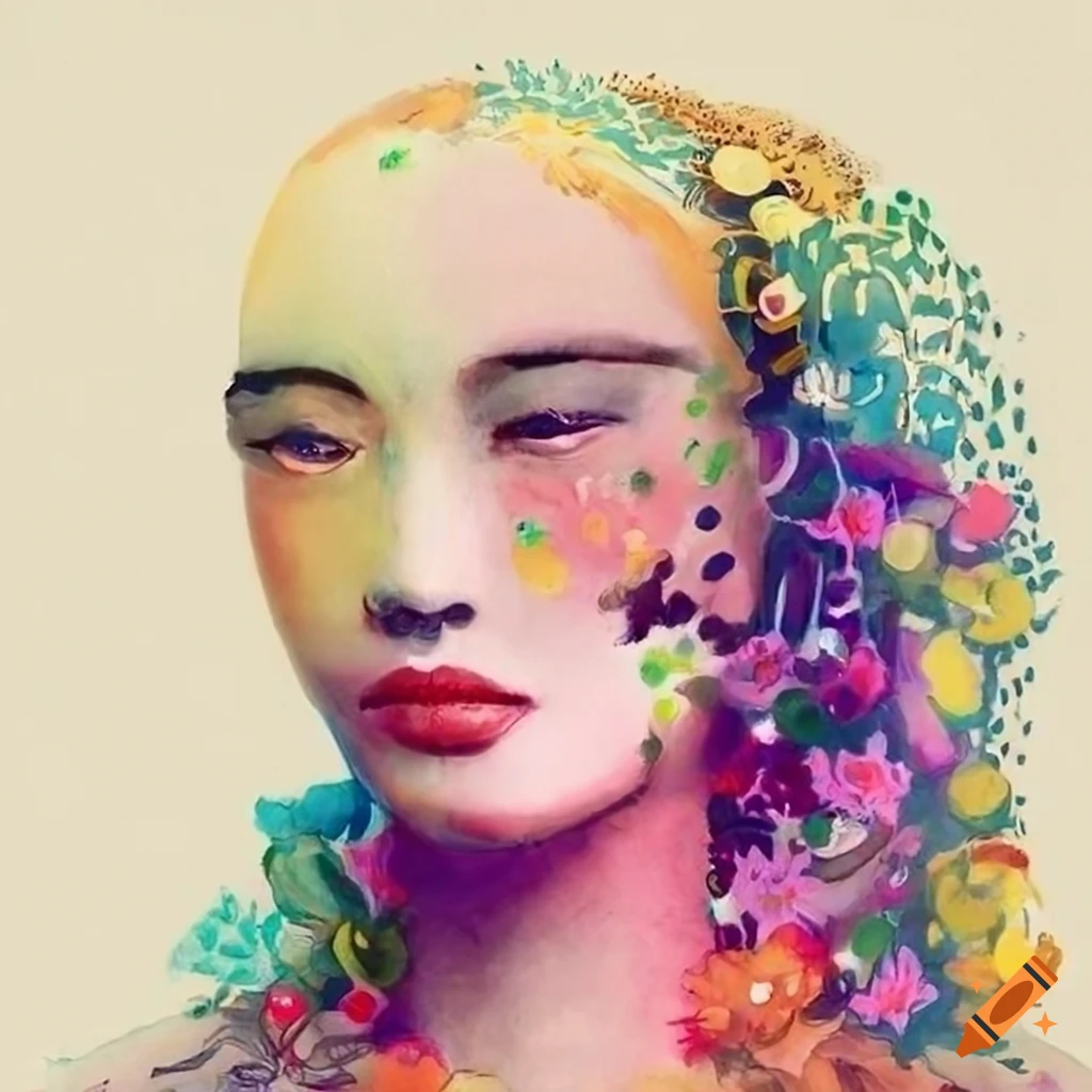 Abstract Fashion Drawing Of A Flowering Desert Cactus Goddess On Craiyon