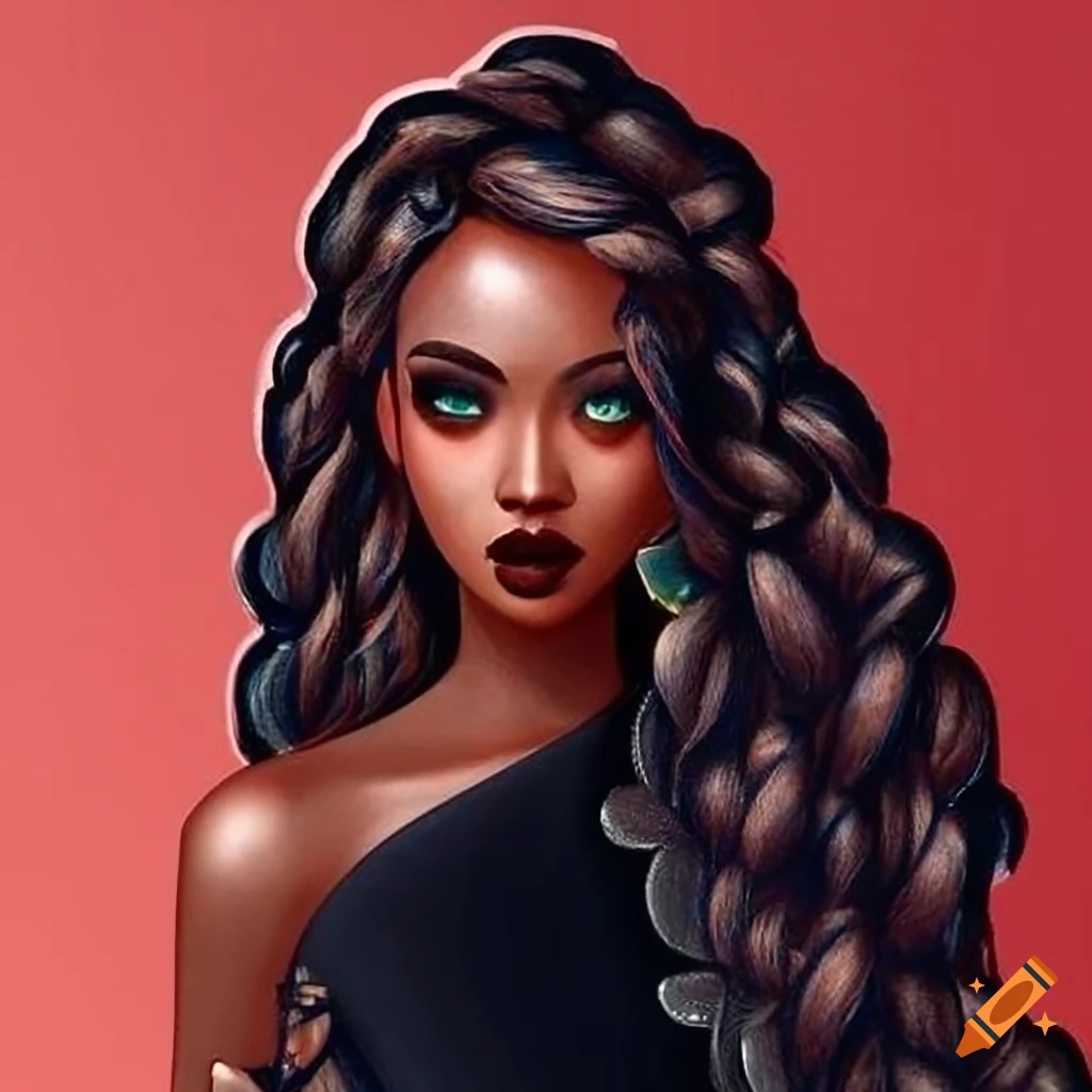 Elegant black woman with jewelry and beautiful dress on Craiyon