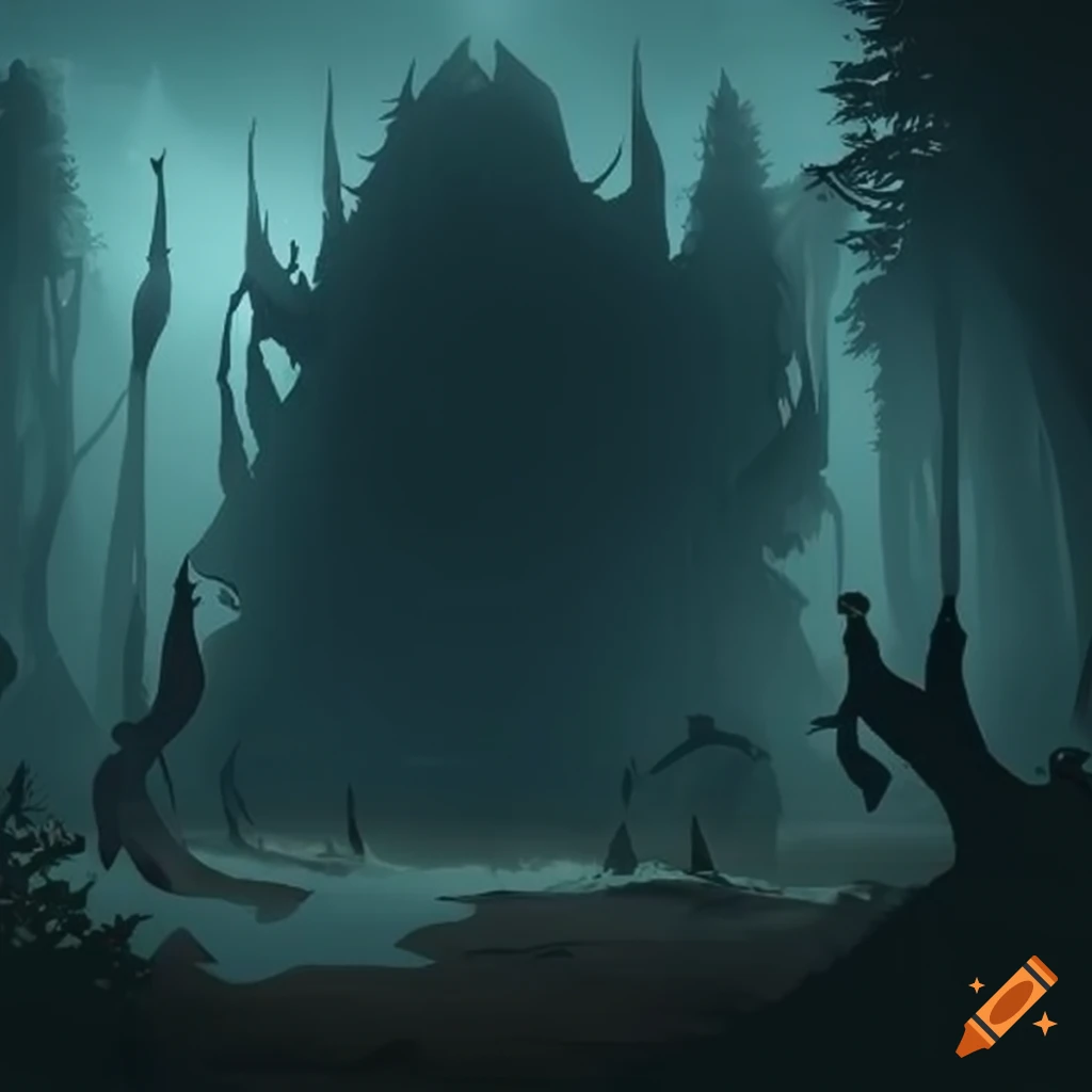 dark woods in a video game world
