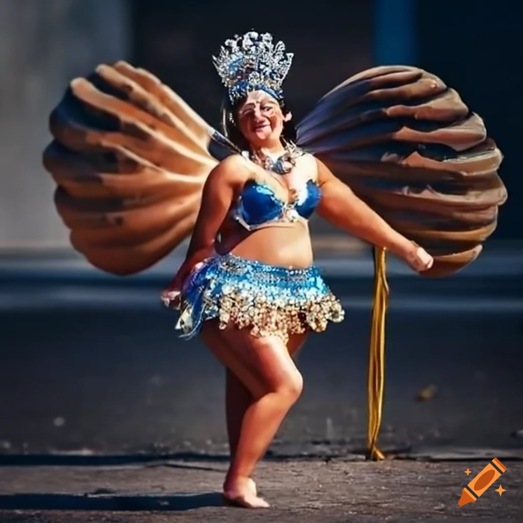 woman in ceremonial attire in a parking lot