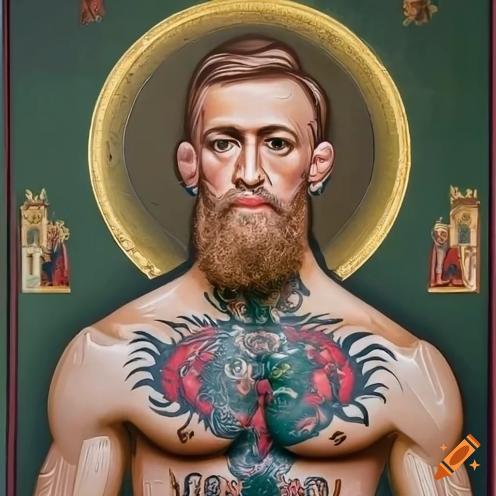 gold halo church icon of Conor McGregor
