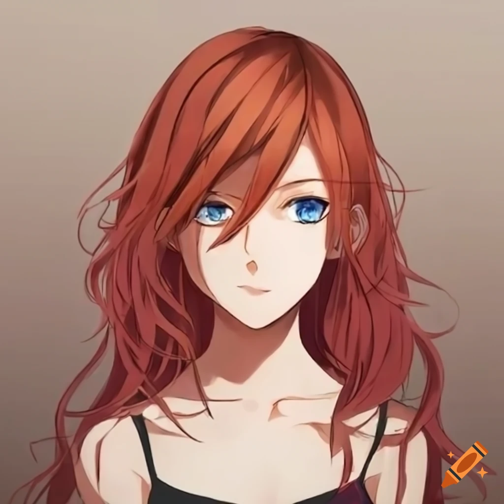 Anime Girl With Redhair And Blue Eyes Anime girl with red hair and blue eyes on Craiyon