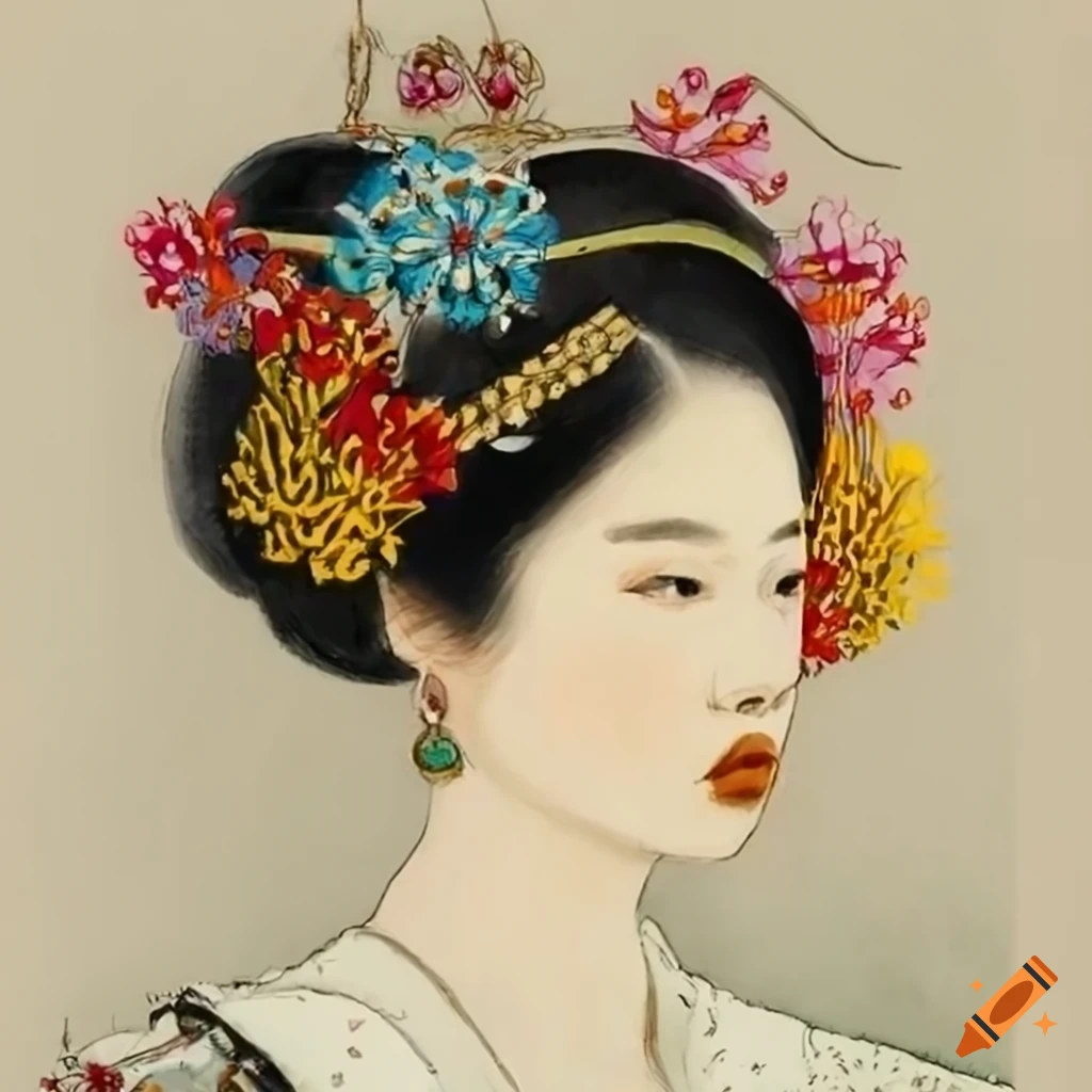 portrait of a woman with flowering plant earrings