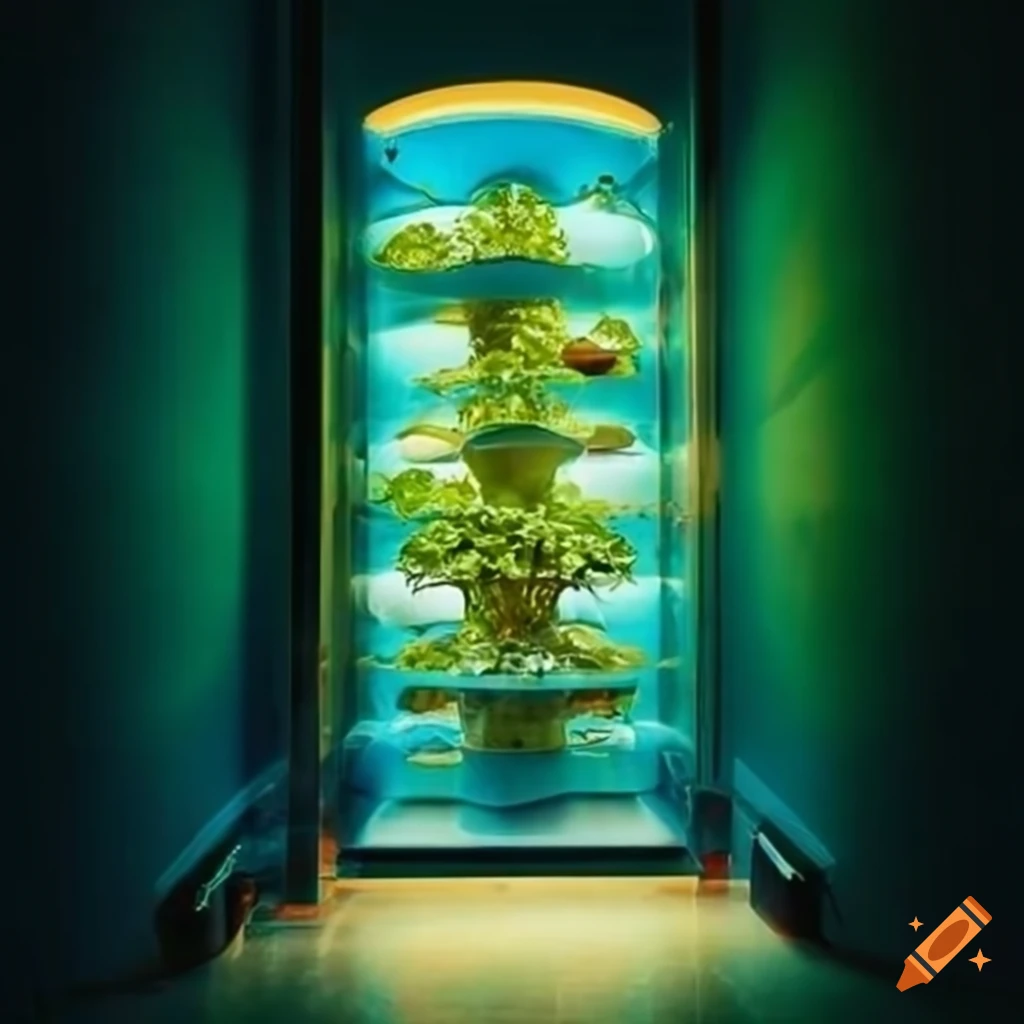 indoor hydroponic garden in the style of Salvador Dali