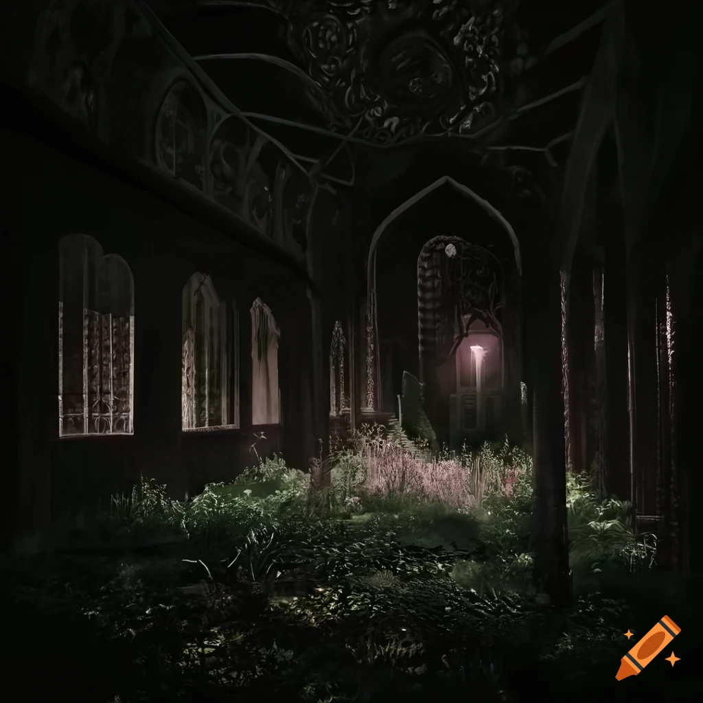 image of a dark fantasy arabic garden
