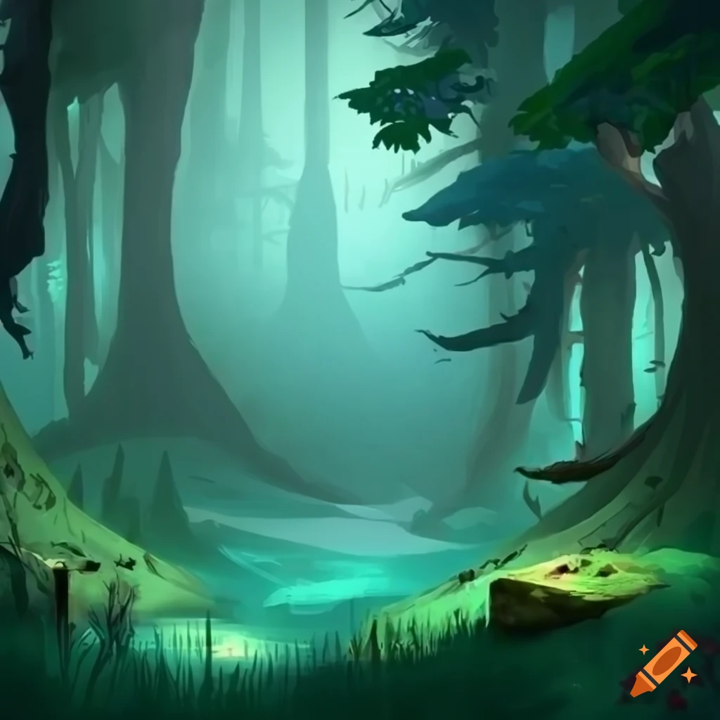 Mystical forest for a 2d game on Craiyon